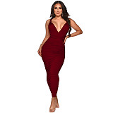 Halter Lace Up Backless Ruched Party Dresses YF-10056