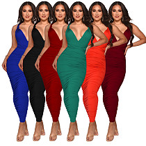 Halter Lace Up Backless Ruched Party Dresses YF-10056