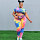 Tie Dye Hoodie Crop Top Long Pants 2 Pieces JLY-19297