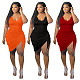 Solid Drawstring Sleeveless Ruched Dress HEJ-22Y8030