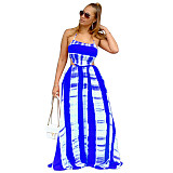Tie Dye Print Halter Backless Maxi Dress TE-4379