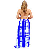 Tie Dye Print Halter Backless Maxi Dress TE-4379