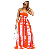 Tie Dye Print Halter Backless Maxi Dress TE-4379