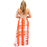 Tie Dye Print Halter Backless Maxi Dress TE-4379