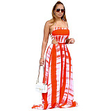 Tie Dye Print Halter Backless Maxi Dress TE-4379