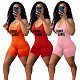 Letter Print Exercise Sling Rompers DY-66551