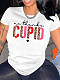 Letter Print Short Sleeve O Neck Tee Shirt BER-6009