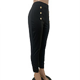 Black High Waist Push Up Ankle Length Trousers LSD-8802