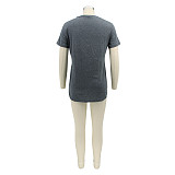 Short Sleeve Letter Print Plus Size Tee Shirt HANI-014