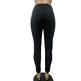 Black High Waist Push Up Ankle Length Trousers LSD-8802