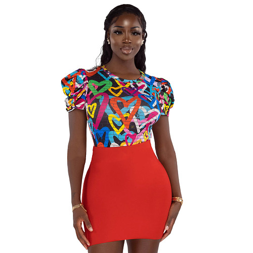 Streetwear Letter Print Short Sleeve Bodysuits ASL-6558