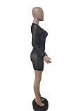 Mesh Rhinestone Long Sleeve Club Dress LSD-82001