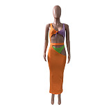Cut Out Bodysuit and Long Skirt Beach Outfits NIK-274