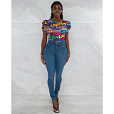 Streetwear Letter Print Short Sleeve Bodysuits ASL-6558