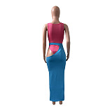 Cut Out Bodysuit and Long Skirt Beach Outfits NIK-274