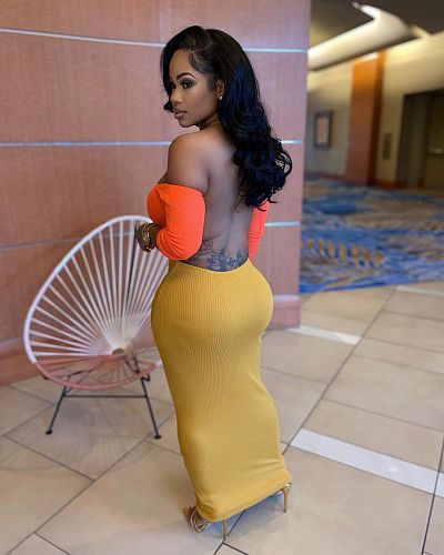Knitted Backless Off The Shoulder Party Dress BER-8121