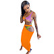 Cut Out Bodysuit and Long Skirt Beach Outfits NIK-274