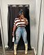 Striped Short Sleeve Loose Pullover Top HMS-5534