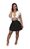 Solid High Waist Pleated Mini Skirts ZAND-31188