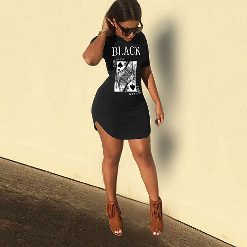 Short Sleeve Print O-neck T-shirts Dress SHA-86298