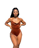 Velvet Sleeveless Bodycon Women Bodysuits ZAND-31130