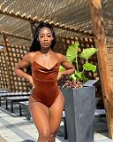 Velvet Sleeveless Bodycon Women Bodysuits ZAND-31130