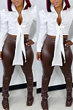 White Puff Sleeve Tie-Up Blouse Shirts MK-3076