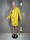 Solid Deep V-neck Long Sleeve Party Club Dress MK-3062