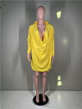 Solid Deep V-neck Long Sleeve Party Club Dress MK-3062