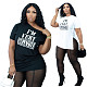 Letter Print Short Sleeve Side Split T Shirt SH-390271