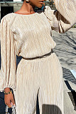 Retro Long Sleeve Top Loose Pleated Wide-leg Pants Set MK-3077