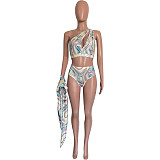 Print Hollow Out Crop Top+Underwear+Mini Skirt Sets HMS-5535