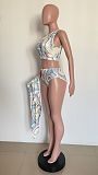Print Hollow Out Crop Top+Underwear+Mini Skirt Sets HMS-5535