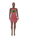 Halter Crop Top+Ruffle Drawstring Mini Skirt Set ZAND-31191