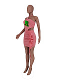 Halter Crop Top+Ruffle Drawstring Mini Skirt Set ZAND-31191