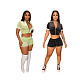 Velvet Short Sleeve Crop Top Biker Shorts 2 Piece Set ABL-6700