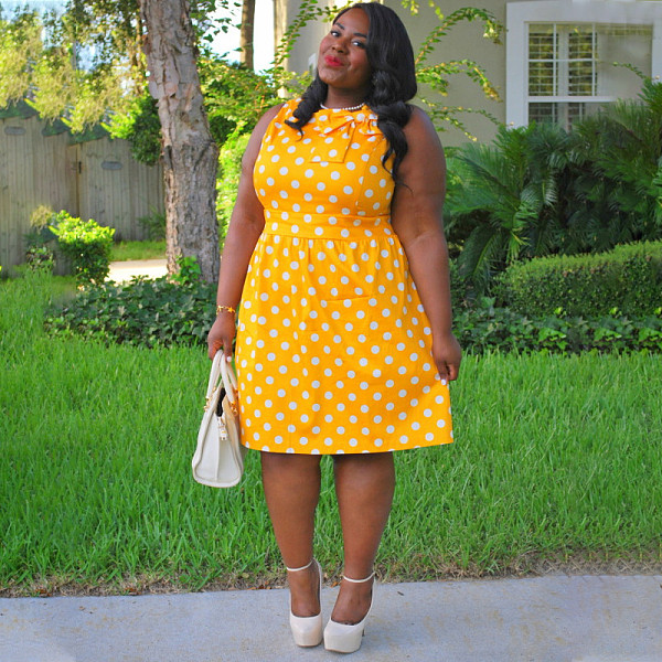 Polka Dot Bowknot Sleeveless Plus Size Dresses TB-5415