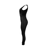 Sheer Mesh Patchwork Velvet Wrap V Neck Jumpsuits NIK-282