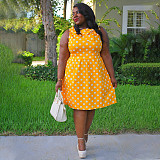 Polka Dot Bowknot Sleeveless Plus Size Dresses TB-5415
