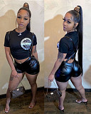Pu Leather Overalls Punk Club Skinny Shorts HMS-5536