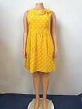 Polka Dot Bowknot Sleeveless Plus Size Dresses TB-5415