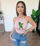 Knitted Camisole Chic Wrap Halter Backless Crop Top ZAND-31190