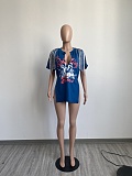 Print Slit Sleeve Tassel Hip Hop Streetwear Soft Top FSL-193