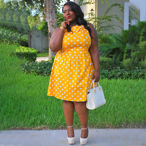 Polka Dot Bowknot Sleeveless Plus Size Dresses TB-5415