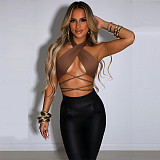 Halter Cross Bandage Y2K Club Vest Crop Tops MS-1705