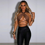 Halter Cross Bandage Y2K Club Vest Crop Tops MS-1705