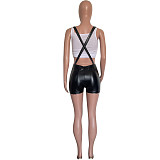 Pu Leather Overalls Punk Club Skinny Shorts HMS-5536