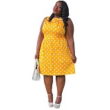 Polka Dot Bowknot Sleeveless Plus Size Dresses TB-5415