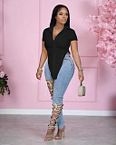 Irregular Short Sleeve Single Breasted Shirt Top OD-8485
