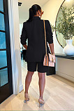 Solid Long Sleeve Single Button Blazer+Shorts Set AIL-205